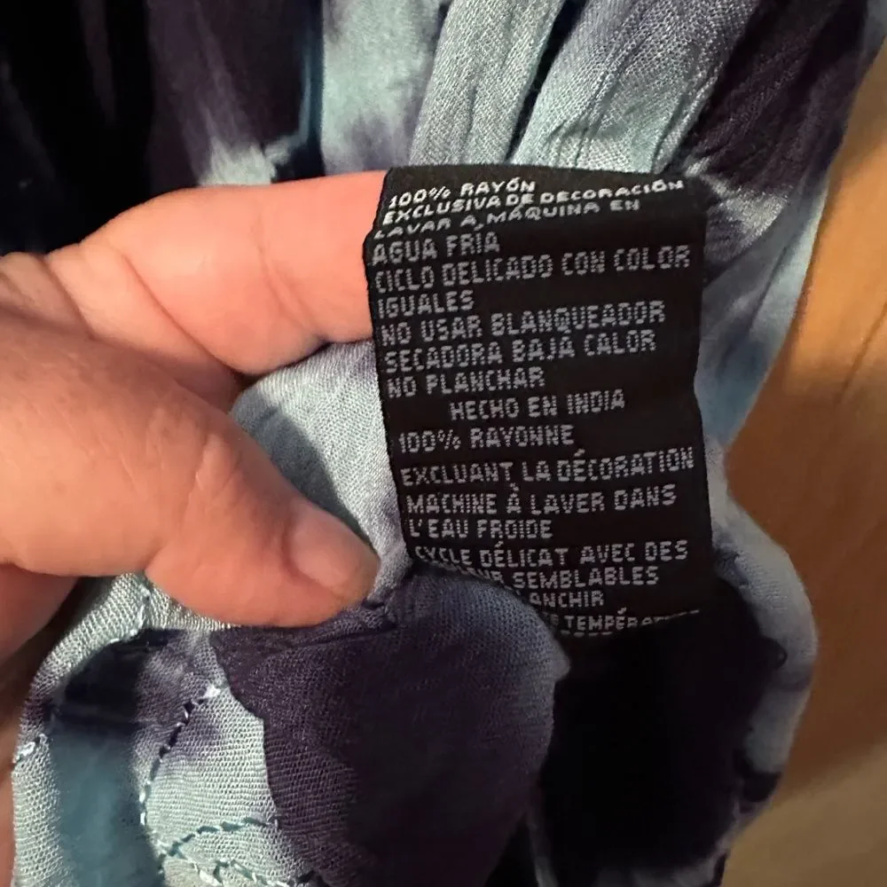 Riviera Sun Blue Black Tie Dye Swing Dress 3X NWT 100% Rayon Boho Flowy Plus Siz - Picture 6 of 6